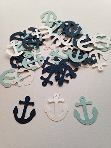 100 Light Blue White Navy Anchor Confetti  Nautical Baby Shower  Nautical Theme  Nautical Confetti  Anchor Decor  Nautical Wedding  Nautical Birthday