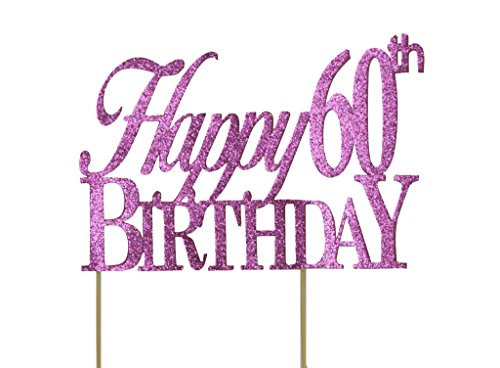 All About Details Pink Happy-60th-birthday Cake Topper