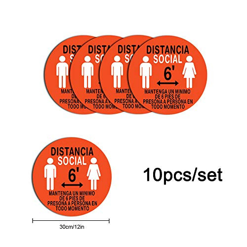 10pcs Stand Here Safe Distance Floor Decals Sticker Stand Here Please Keep Social Distancing Sticker Keep 6ft in Between Distance Marker Floor Ground sign Isolated label -Type 4-