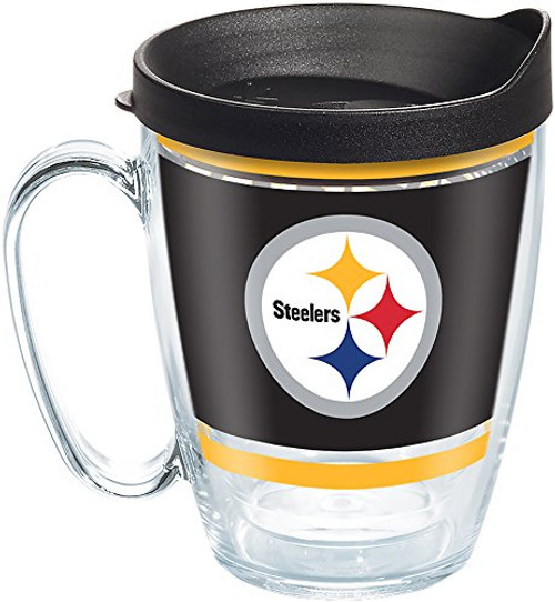Tervis 1257491 NFL Pittsburgh Steelers Legend Tumbler with Wrap and Black Lid 16oz Mug, Clear Tervis 1257491 NFL Pittsburgh Steelers Legend Tumbler with Wrap and Black Lid 16oz Mug, Clear