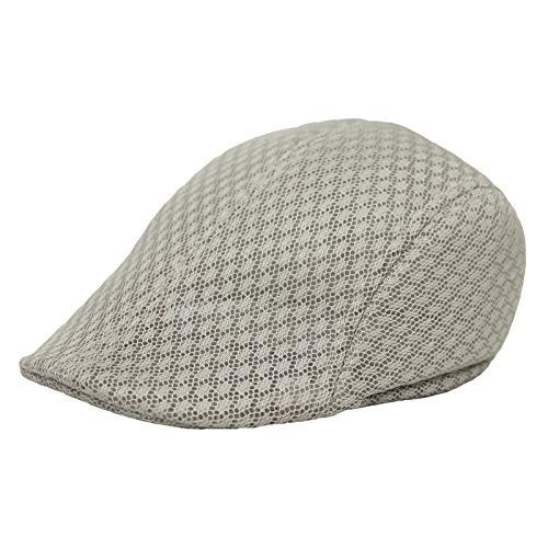 WITHMOONS Men Breathable Mesh Summer Hat Newsboy Cap Cabbie Cap UZ30053 -Ivory-