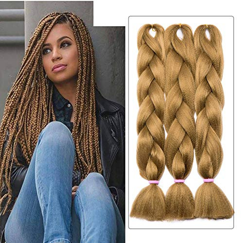 Jumbo Braids Hair Extensions Afro Twist Braids Kanekalon Jumbo Braiding Box Braid Crochet Hair Synthetic Braiding Hair 24 Inch 100G Bundle - 1 Bundle coffee brown