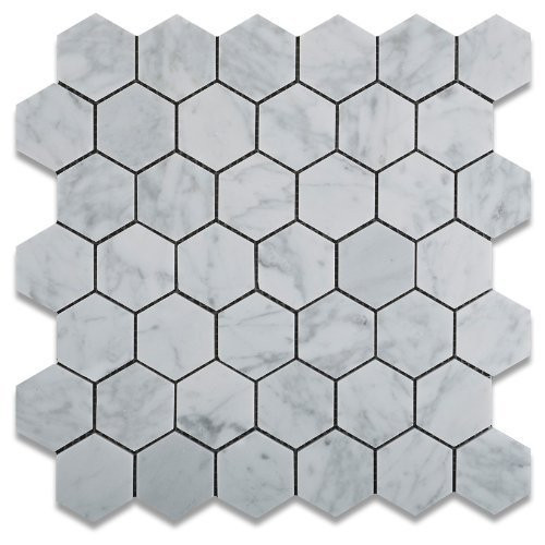 Marble _n things Carrara White -Bianco Carrera- 2inch  Hexagon Mosaic Tile Honed