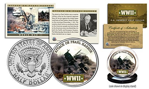 WWII * PEARL HARBOR * JFK Kennedy Half Dollar Genuine U.S. Coin with Fact Card WWII * PEARL HARBOR * JFK Kennedy Half Dollar Genuine U.S. Coin with Fact Card
