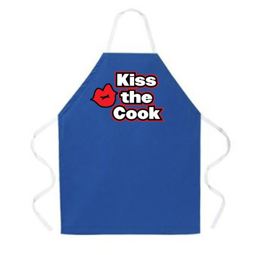 Attitude Aprons Fully Adjustable "Kiss the Cook" Apron, Dark Blue