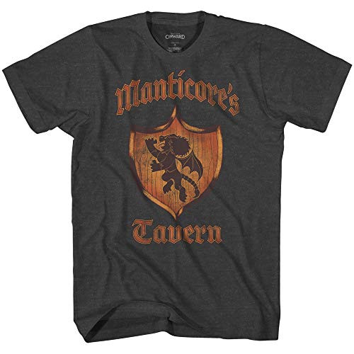 Disney Pixar Onward Manticore Tavern Graphic Adult T-Shirt-Heather Charcoal Medium-
