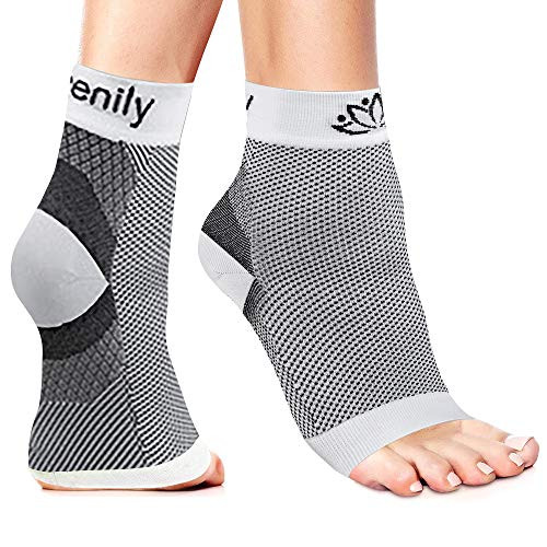 Serenily Plantar Fasciitis Socks - Toeless Socks  Arch support socks for Foot Pain Relief  and  Plantar Fasciitis. Ankle Compression Socks for Achilles Tendinitis. Foot Sleeve for Women  and  Men-White L XL-