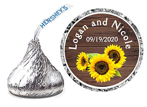 216 SUNFLOWER WEDDING FAVORS PERSONALIZED HERSHEY KISSES KISS LABELS