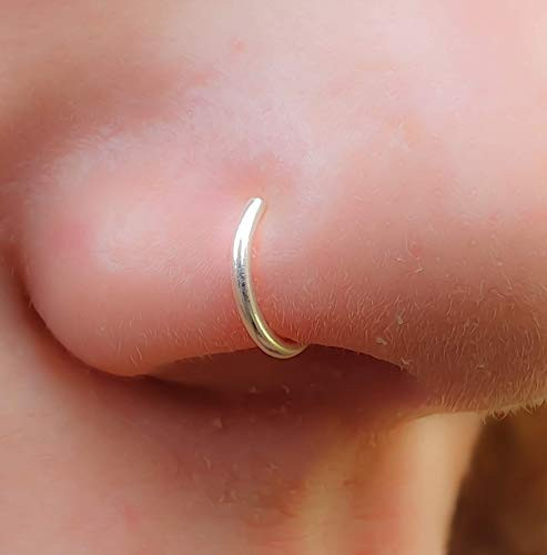 Tiny Silver Nose Ring Hoop 18 G 7mm Nose Piercings Hoop - 925 Sterling Silver Nose Piercings hoop