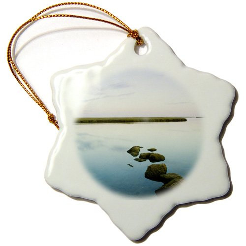 3dRose orn_91003_1 Ma, Cape Cod National Seashore, Salt Pond Bay-Us22 Wbi0513-Walter Bibikow-Snowflake Ornament, 3-Inch, Porcelain