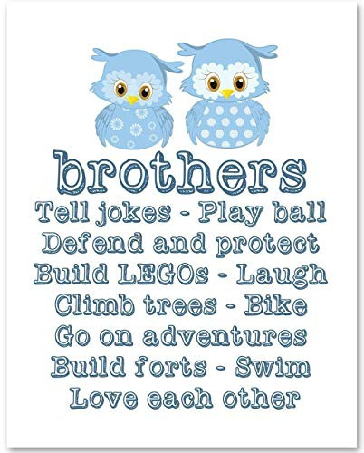 Brothers Nursery Art - 11x14 Unframed Art Print - Makes a Great Gift Under 15 for Nursery or Child_s Room Decor