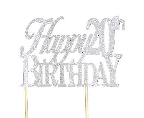 All About Details Silver Happy-20th-birthday Cake Topper All About Details Silver Happy-20th-birthday Cake Topper