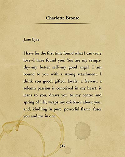 Charlotte Bronte Quote - Wall Decor Art Print - 8x10 unframed typography book page print - great gift for book and literary fans