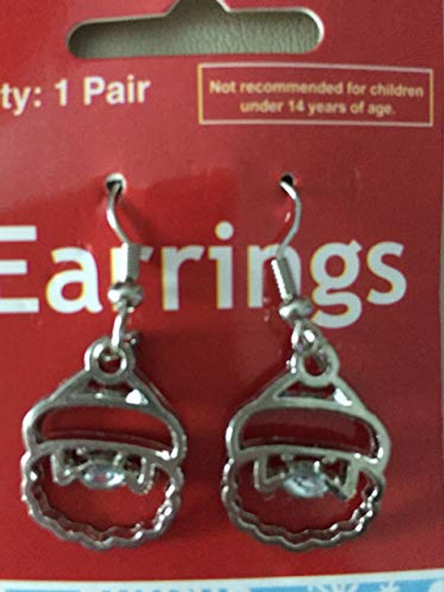 Silvertone Christmas Santa Claus Dangle Earrings Silvertone Christmas Santa Claus Dangle Earrings