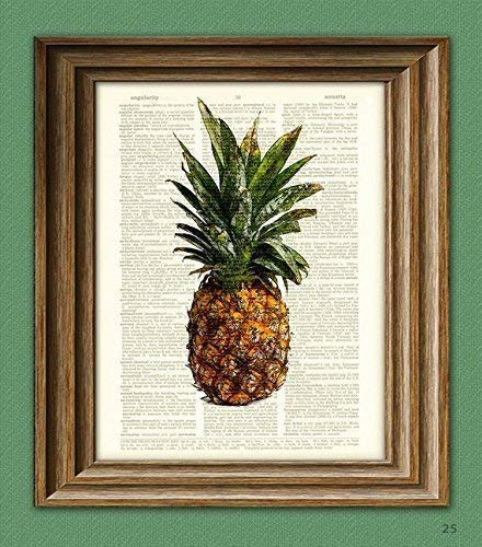 Awesome Pineapple Beautifully Upcycled Dictionary Page Book Art Print