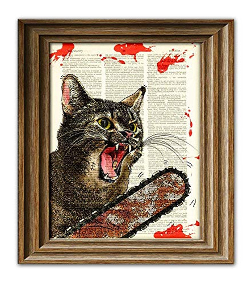 Cat Killer Blood-Splattered Chainsaw Cat From Texas Will Massacre You Illustration Dictionary Page Book Art Print Cat Killer Blood-Splattered Chainsaw Cat From Texas Will Massacre You Illustration Dictionary Page Book Art Print