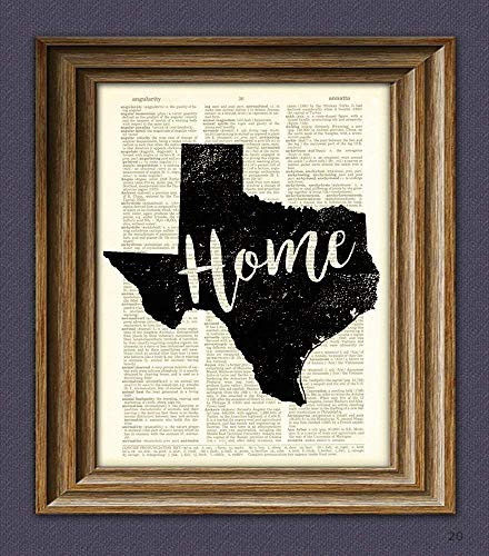 My Home Is In Texas State Map Awesome Upcycled Vintage Dictionary Page Book Art Print