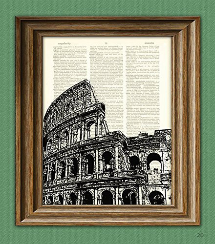 Roman Colosseum In Italy Illustration Beautifully Upcycled Dictionary Page Book Art Print 8.5 x 11
