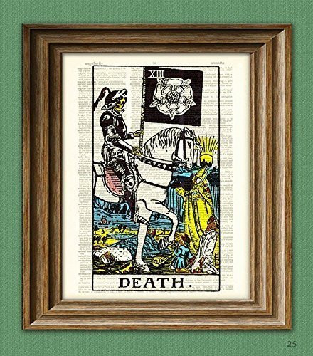 Death Major Arcana Tarot Card Deck Print Over an Upcycled Vintage Dictionary Page Book Art