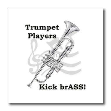 3dRose ht_1024_2 Trumpet Players Kick Brass Iron on Heat Transfer for White Material, 6 by 6-Inch