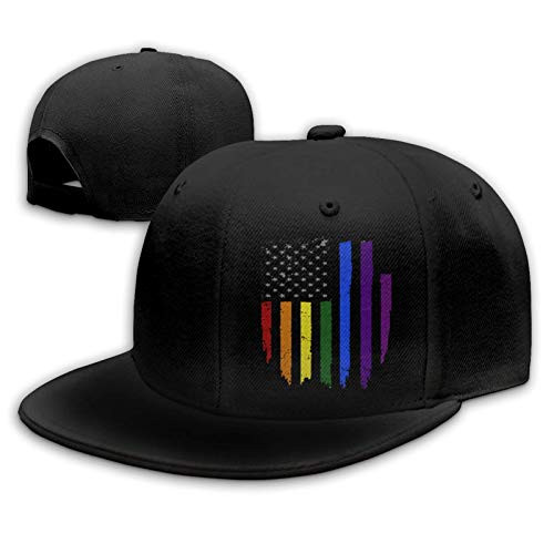 Gay LGBT Pride Rainbow Flag Snapback Hat Flat Bill Hats Adjustable Black Baseball Cap for Men Women