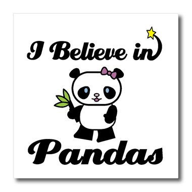 3dRose ht_105409_1 I Believe in Pandas-Iron on Heat Transfer for White Material, 8 by 8-Inch