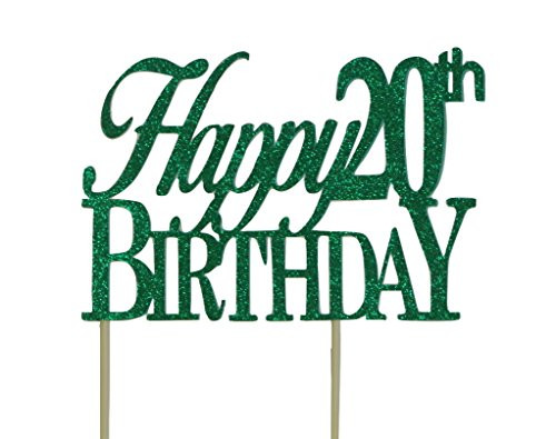 All About Details Green Happy-20th-birthday Cake Topper All About Details Green Happy-20th-birthday Cake Topper