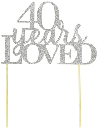 All About Details Silver 40-Years-Loved Cake Topper