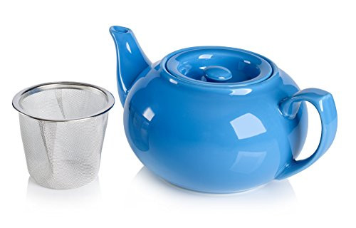 Adagio Teas PersonaliTea Ceramic Teapot with Infuser Basket, 24-Ounce, Sky