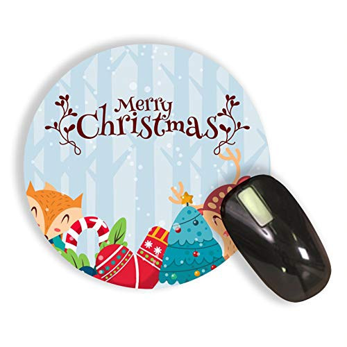 RADANYA Ice Blue Merry Christmas Printed Round Mouse Pad for Laptop n Computer Mousepad for Gamers Gaming Mousepads
