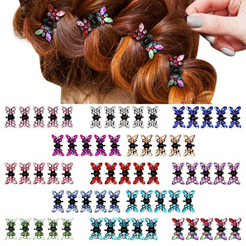ANBALA Hair Claw Clips  65pcs Mini Hair Clips No-Slip Grip Jaw Clips Glitter Teeth Clips Rhinestone Hair Clips Metal Clamps Mix Colored Butterfly Hair Accessories for Women Girls