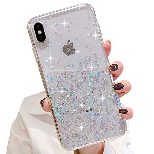 LCHULLE Girls Case for iPhone X iPhone Xs Glitter Case Shiny Sparkle Bling Bling Case for Girls Women Clear Soft TPU Bumper Silicone Protective Case Cover for iPhone X Xs  Clear