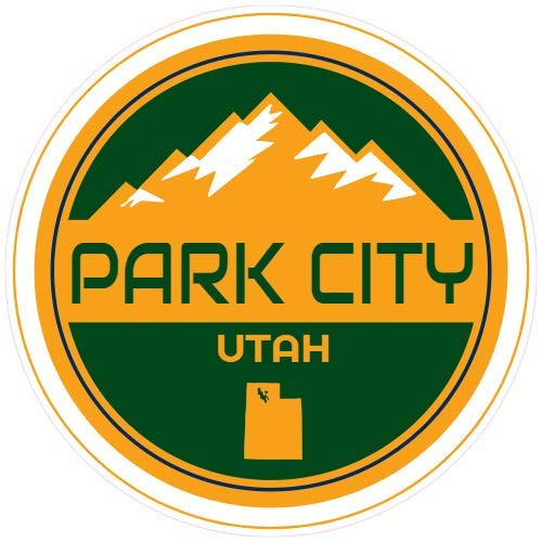 U.S. Custom Stickers Park City Utah Mountains Circle Sticker  5inch