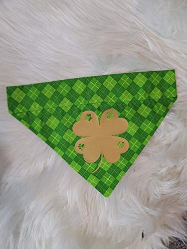 St Patrick_s Day Gold Clover Paws Over the Collar Dog Bandana Medium