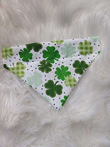 St Patrick_s Day Plaid Clover Over the Collar Dog Bandana Medium