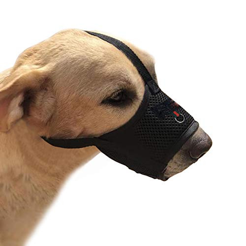 YAODHAOD Dog Muzzle for Small Medium Dogs Soft Breathable Nylon Mouth Cover Quick Fit Dog Muzzle with Adjustable Straps Prevent Biting and Screaming -S  Black-