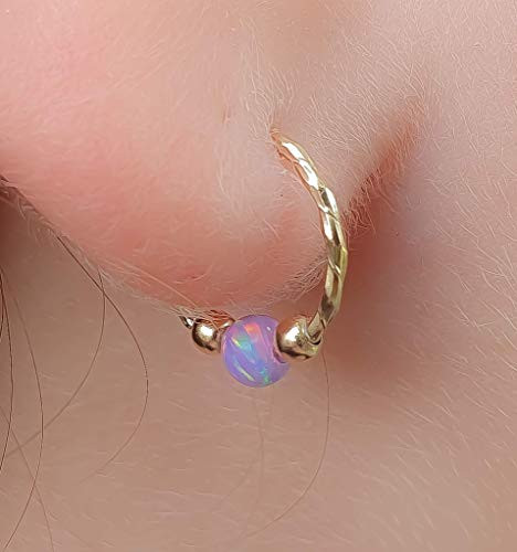 Gold Hoop Earrings  Small Hoop Earrings  Medium Minimal Hoop Earrings  Dainty Opal Hoop Earrings  Tiny 14k Gold Hoop Earrings