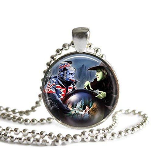 Wicked Witch of the West and her Flying Monkey Wizard of Oz 1 Inch Silver Plated Pendant Necklace