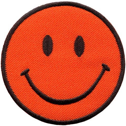 Smiley face orange boho 70_s retro smile fun embroidered applique iron-on patch new