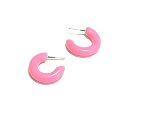 Tiny Pink Hoop Earrings - Light Pink Hoops - Lucite Secretary Hoops - vintage lucite hoop earrings