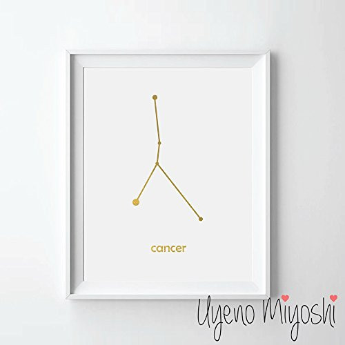 Cancer Constellation Gold Foil Art Print Constellation Horoscope Gold Print Home Nursery Room Wall Art Decor Gold Print