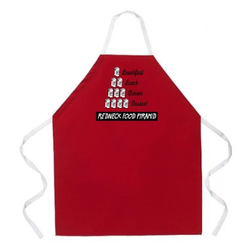 Attitude Aprons Fully Adjustable Apron, Redneck Food Pyramid Apron, Red, One Size Fits Most
