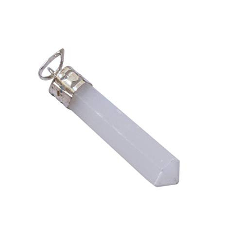 M K Cosmics Premium Quality Natural Gemstone Reiki Chakra Healing Selenite Pencil Pendant