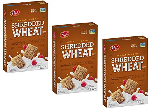Pack of 3 - Post Shredded Wheat Spoon Size Wheat_n Bran Cereal 18 oz. Box