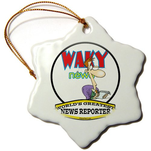 3dRose orn_103387_1 Funny Worlds Greatest News Reporter Occupation Job Cartoon-Snowflake Ornament, 3-Inch, Porcelain 3dRose orn_103387_1 Funny Worlds Greatest News Reporter Occupation Job Cartoon-Snowflake Ornament, 3-Inch, Porcelain