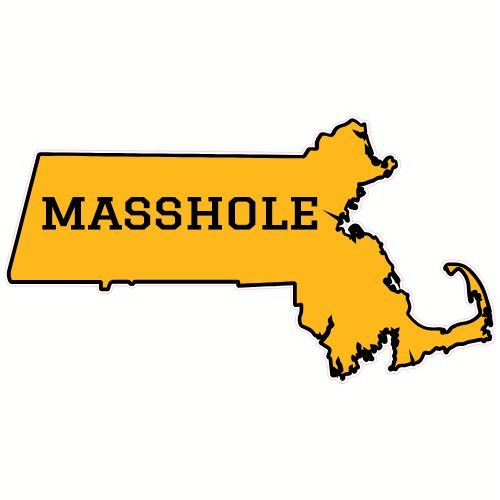 U.S. Custom Stickers Masshole Gold Black State Shaped Sticker  6inch