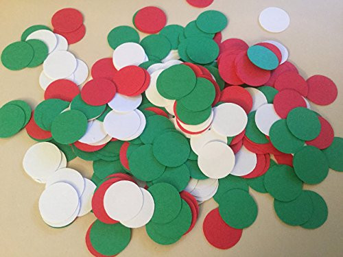 300 Red Green White Confetti  Christmas Confetti  Holiday Confetti  Christmas Party Decor  Dot Confetti  Circle Confetti  Table Scatter