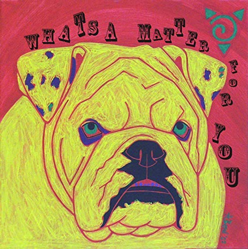 Funny Bulldog Pop Art Magnet - 4inch  X 4inch  Metal Magnet by Angela Bond Art