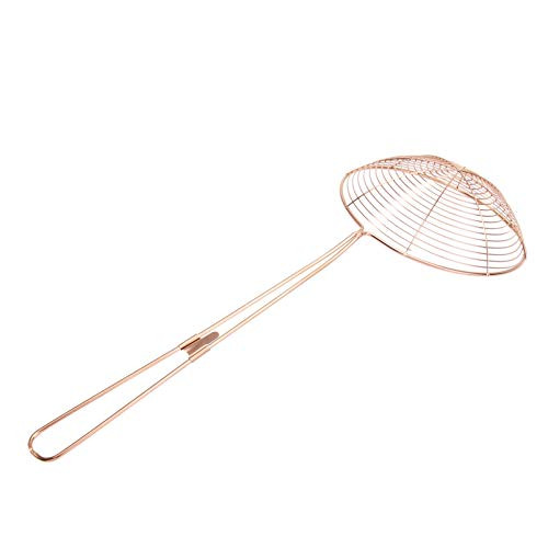 Hemoton Asian Spider Strainer Stainless Steel Wire Skimmer Ladle with Spiral Mesh Professional Skimmer Spoon Food Spaetzle Chips Strainer Ladle Colander Rose Gold