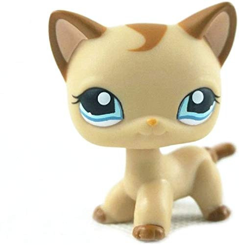 N N Littlest Pet Shop  LPS Toy Rare Brown Short Hair Cat Kitty Blue Eyes LPS Toy